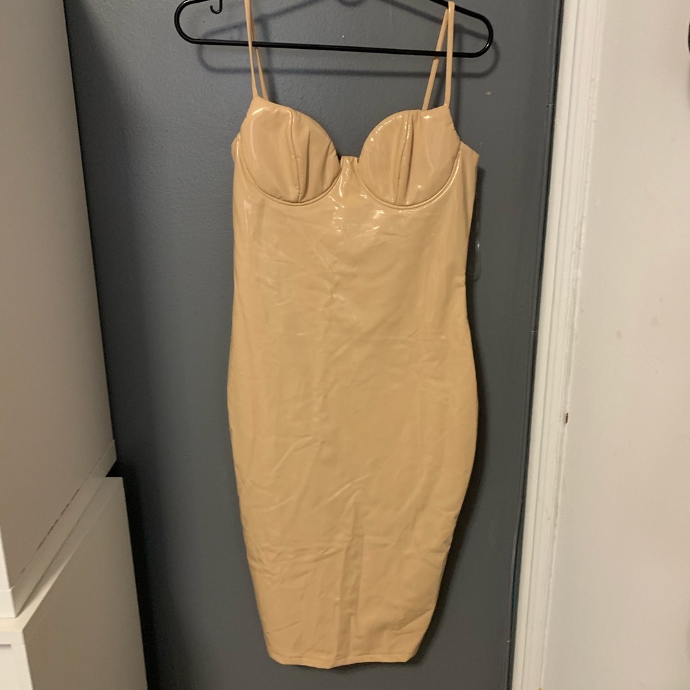 Latex midi bodycon dress